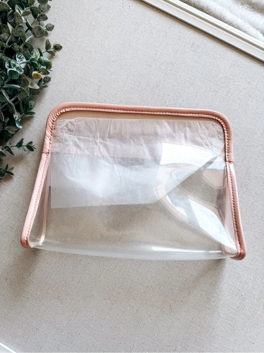 Truffle Clarity Small Clear Travel Cosmetic Pouch Rosé TSA Friendly
